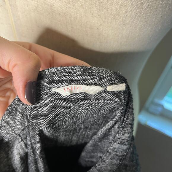 Injiri Dress 42 US XL Black Grey 100% Linen Long Sleeve Maxi India Boho - Picture 8 of 11